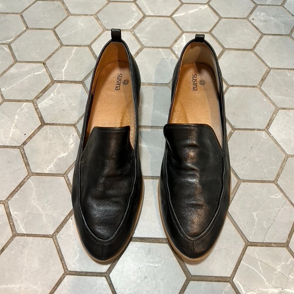 Black loafers, size 10